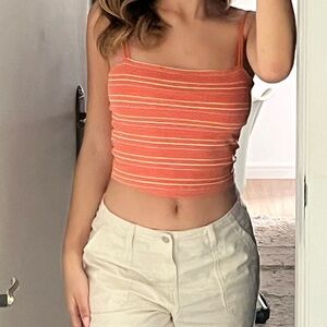 Arizona Jean Company Orange Striped Cropped Tank